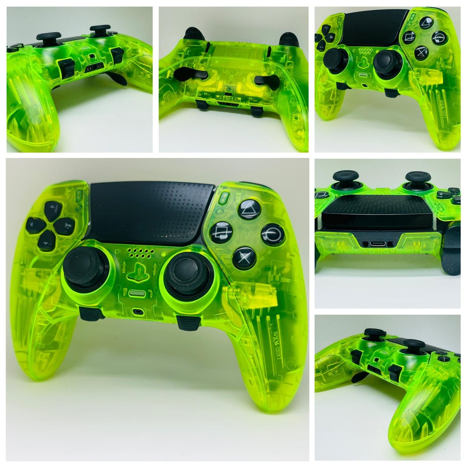PS5 Sony PlayStation DualSense Edge CUSTOM Clear GREEN TMR Upgrade - GREAT COND!