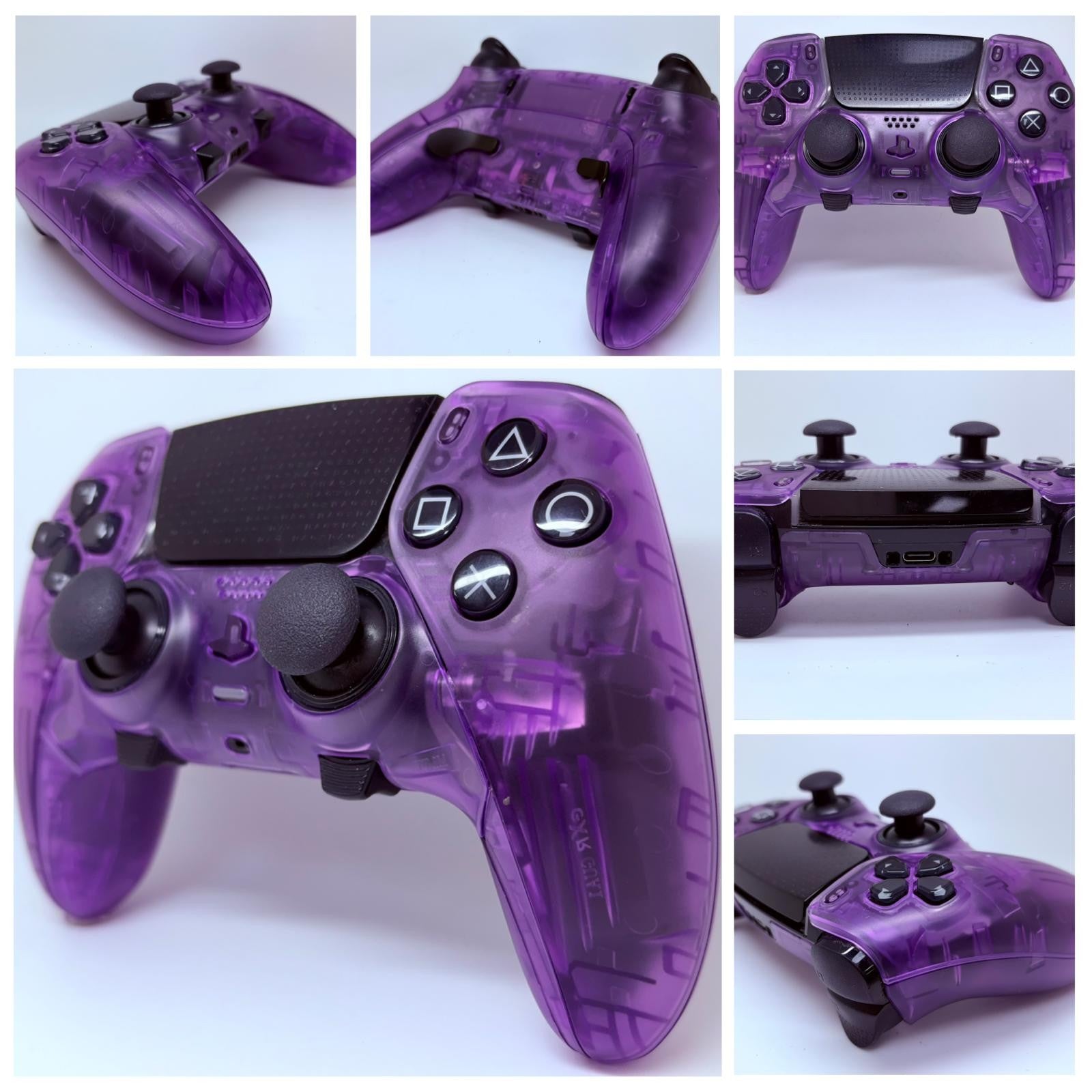 PS5 Sony PlayStation DualSense Edge CUSTOM Clear PURPLE TMR Upgrade -GREAT COND!