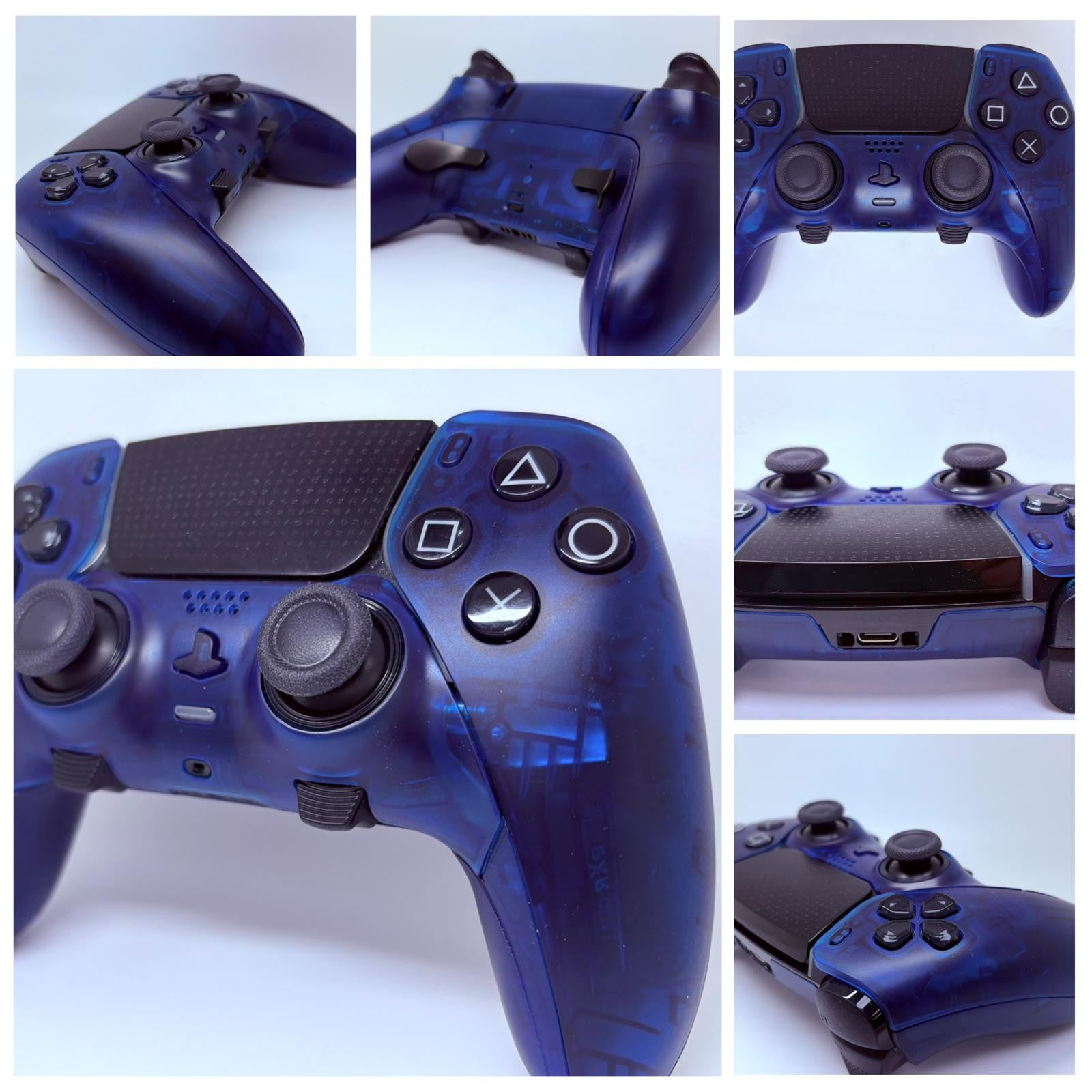 PS5 Sony PlayStation DualSense Edge CUSTOM Clear BLUE TMR Upgrade - GREAT COND!