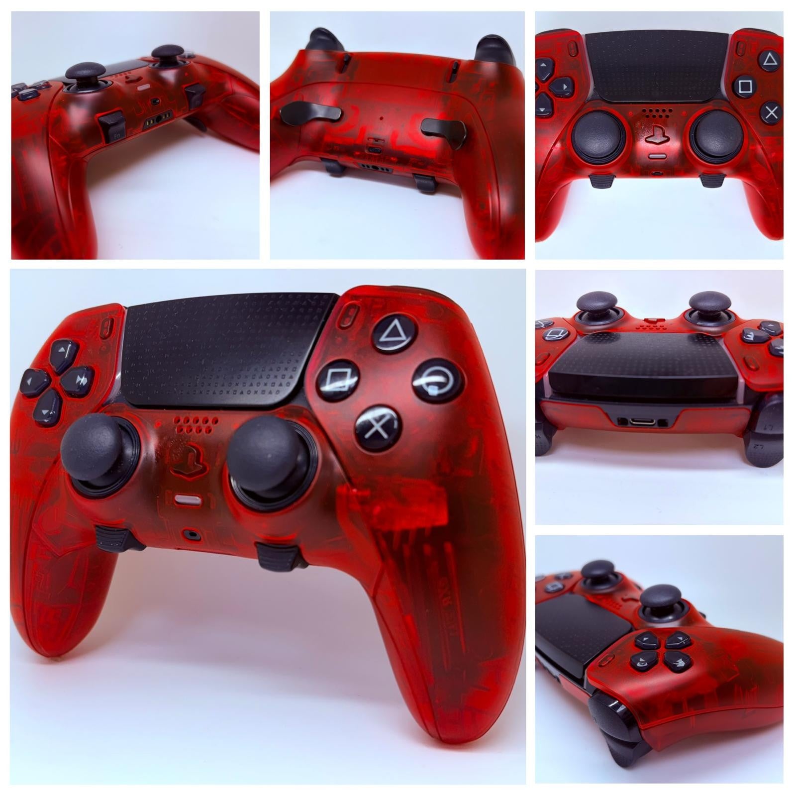 PS5 Sony PlayStation DualSense Edge CUSTOM Clear RED TMR Upgrade - GREAT COND!